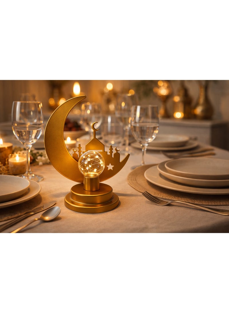 Home Care Golden Crescent Mosque Table Lamp LED Ramadan & Eid Decorative Night Light - Image 3